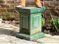 Antique Cast Iron Garden Jockey On Green Plinth
