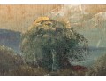 Antique American School Oil On Board, Mountain Landscape