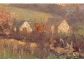 Robert Vonnoh (American, 1858-1933) Oil On Board, Landscape With Trees And Cottages
