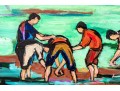 Maxim Bugzester (Polish-American, 1908-1978) Oil On Board, Wading Group