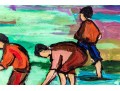 Maxim Bugzester (Polish-American, 1908-1978) Oil On Board, Wading Group