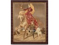 Antique Oversized Needlepoint And Stumpwork, Falconer On Horseback, Ca. 1840-60
