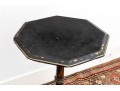 Antique Ebonized And Parcel Gilt Victorian Stenciled Fern / Candle Stand