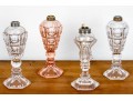 Group Of Four Crystal Whale Oil Lamps