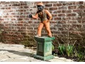 Antique Cast Iron Garden Jockey On Green Plinth