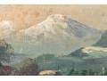 Antique American School Oil On Board, Mountain Landscape