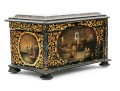 English Papier Mache Lacquered Tea Caddy, Ca. 1840-60
