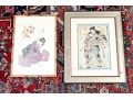 Two Antique Japanese Woodblock Prints, Including An 18th C. Print