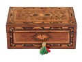 Pennsylvania Marquetry Inlaid Jewelry Box With Key, 19th Century