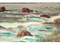 Adorable Oil On Board, Coastal Landscape With Beached Rowboat, Signed: M.J. Carriner 