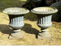 Large Pair Of Cast Metal Neoclassical Style Garden Urns