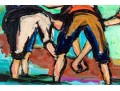 Maxim Bugzester (Polish-American, 1908-1978) Oil On Board, Wading Group