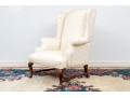 Antique Queen Anne Style Upholstered Wingback Armchair