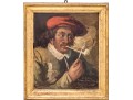 Antique Oil On Panel, Portrait Of A Man Smoking A Pipe In The Dutch Style