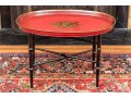 Vintage Hand Painted French Chinoiserie Tole Tray Top Table