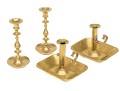 Four Brass Candlesticks And Chambersticks