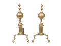 Pair Of American Federal Brass And Iron Andirons, Ca. 1800-1820
