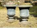 Large Pair Of Cast Metal Neoclassical Style Garden Urns