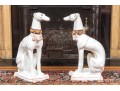 Pair Of Vintage Italian Hand-Painted Life Size Ceramic Whippet Dogs