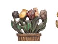 Pair Of Antique Cast Iron Painted Tulip Planter Form Doorstops