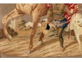 Antique Oversized Needlepoint And Stumpwork, Falconer On Horseback, Ca. 1840-60