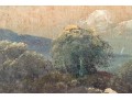 Antique American School Oil On Board, Mountain Landscape