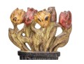 Pair Of Antique Cast Iron Painted Tulip Planter Form Doorstops