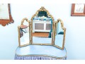 Elegant Hollywood Regency Vanity Table With Three Section Vanity Mirror