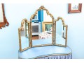 Elegant Hollywood Regency Vanity Table With Three Section Vanity Mirror