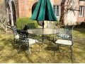 Brown Jordan Outdoor Dining Set Chairs, Table And Umbrella