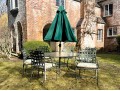 Brown Jordan Outdoor Dining Set Chairs, Table And Umbrella
