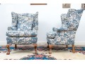A Fine Pair Of Classic Antique Custom Upholstered Wingback Armchairs