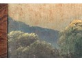 Antique American School Oil On Board, Mountain Landscape