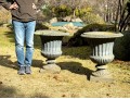 Large Pair Of Cast Metal Neoclassical Style Garden Urns