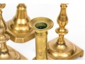 Group Of Six Antique Brass Candlesticks