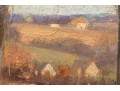 Robert Vonnoh (American, 1858-1933) Oil On Board, Landscape With Trees And Cottages