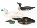 Group Of Four Hand Carved And Painted Decoys With A Carved Head