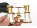 French LeMaire Mother Of Pearl And Brass Opera Glasses, With Leather Case