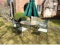 Brown Jordan Outdoor Dining Set Chairs, Table And Umbrella