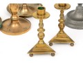 Collection Of Nine Antique Brass And Pewter Candlesticks