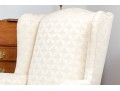 Antique Queen Anne Style Upholstered Wingback Armchair