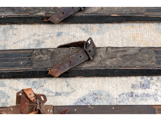 Two Pairs Of Vintage Wooden Downhill Skis