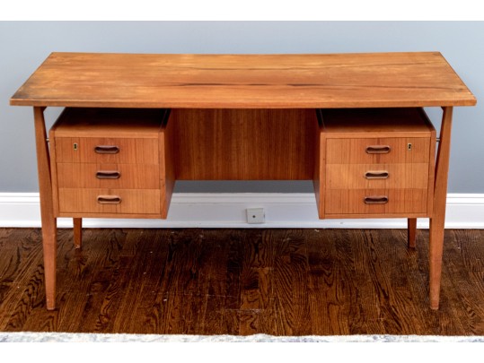 Mid Century Vintage Danish Teak Desk, Attributed To Arne Vodder
