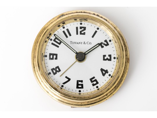 Tiffany & Co. Round Gold Tone Travel Alarm Clock
