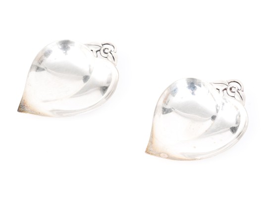 Pair Of Vintage Tiffany Makers Sterling Silver Peach Fruit Shaped Pin Dishes   2.40 Troy Ozs. 