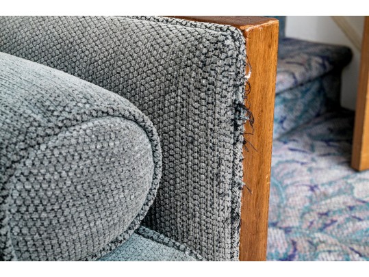 Vintage Wood Framed Upholstered Sofa