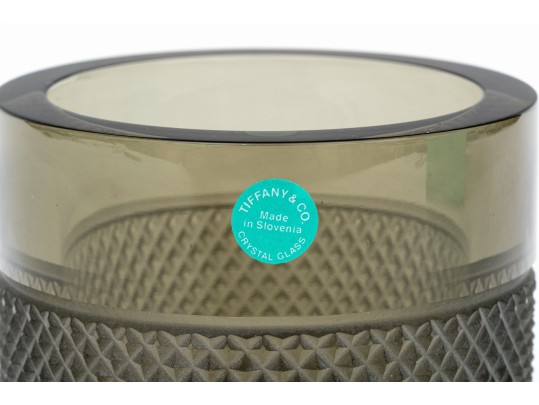 Tiffany & Co. Candle Holder In Smoky Crystal, Boxed