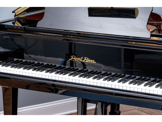 Pearl River Baby Grand Black Lacquered Piano With Piano Stool