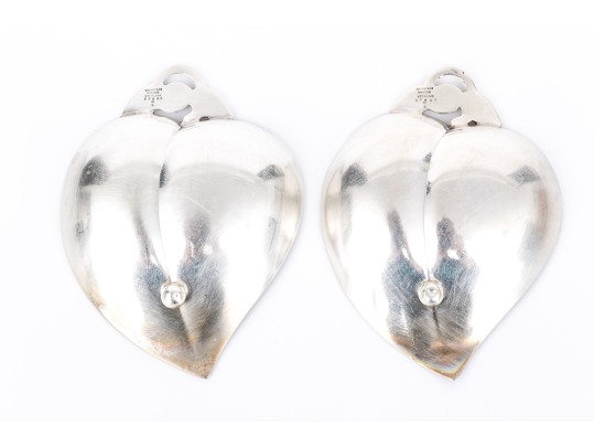 Pair Of Vintage Tiffany Makers Sterling Silver Peach Fruit Shaped Pin Dishes   2.40 Troy Ozs. 
