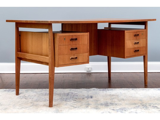 Mid Century Vintage Danish Teak Desk, Attributed To Arne Vodder
